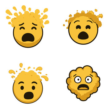 Exploding head emoji icons, vector icons, simple shapes, icon sheet