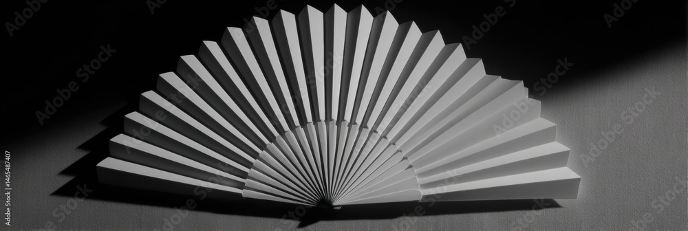 Poster Intricate Shadows Create Delicate Patterns From a Simple Paper Fan in a Softly Lit Room Generative AI