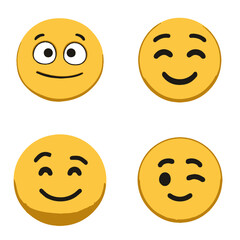 Happy emoji icons, vector icons, simple shapes, icon sheet