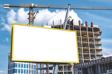 Billboard mockup. The background of the construction site. street advertising.