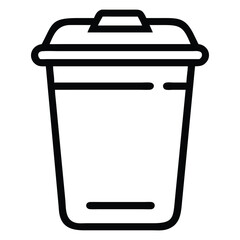 Simple black outline depicts a covered trash receptacle against a clean white canvas