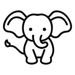Obraz premium Simple cartoon elephant in black line drawing is standing calmly and happily