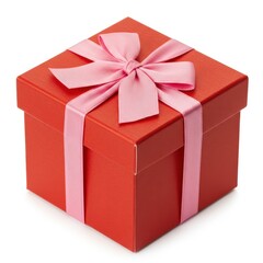 Obraz premium Square gift box tied with pink satin bow