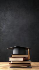 Graduation Cap on Books for Academic Achievement