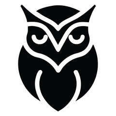 Naklejka premium Simple owl logo showcases minimalist head, demonstrating night bird's symbolic essence clearly