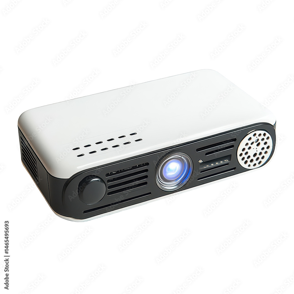 Poster pocket-sized projector isolated on transparent background .