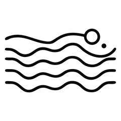 Simple waves roll with a round buoy and a small dot near the water