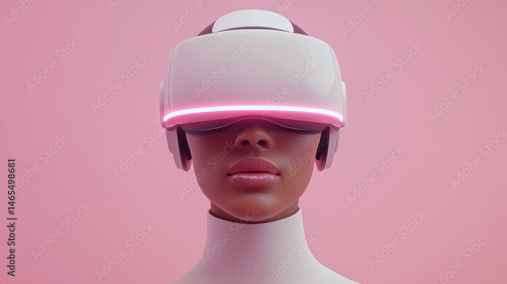 Poster user experiencing vr feedback with visible emotion and focus highlighting immersive tech