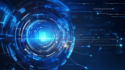 Fototapeta premium Futuristic technological interface showing rotating energy flowing through digital cyberspace