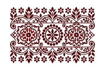 Elegant Geometric Floral Border and Diamond Motif Vector Illustration