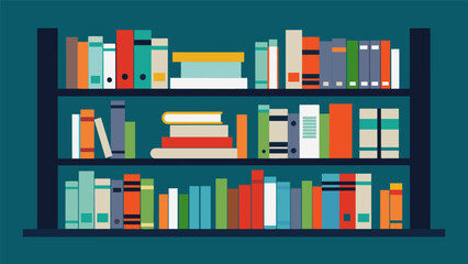 A bookshelf filled with books representing the organized storage of various types of data.. Vector illustration