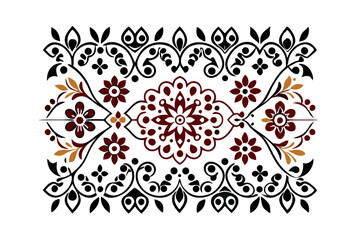 Premium Calligraphic Folk Pattern with Symmetric Shapes Vector illustration
