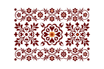 Premium Calligraphic Folk Pattern with Symmetric Shapes Vector illustration
