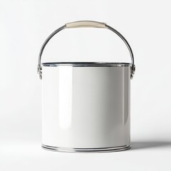 White paint can isolated on white background with metal handle