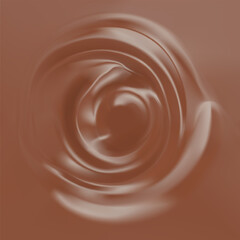 Milk Chocolate Swirl liquid dark cream. Sauce and food delicious vector texture with melt and creamy look. Hot sweet drop of dessert.