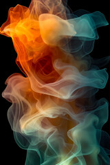 Naklejka premium A close up of a colorful smoke on a black background