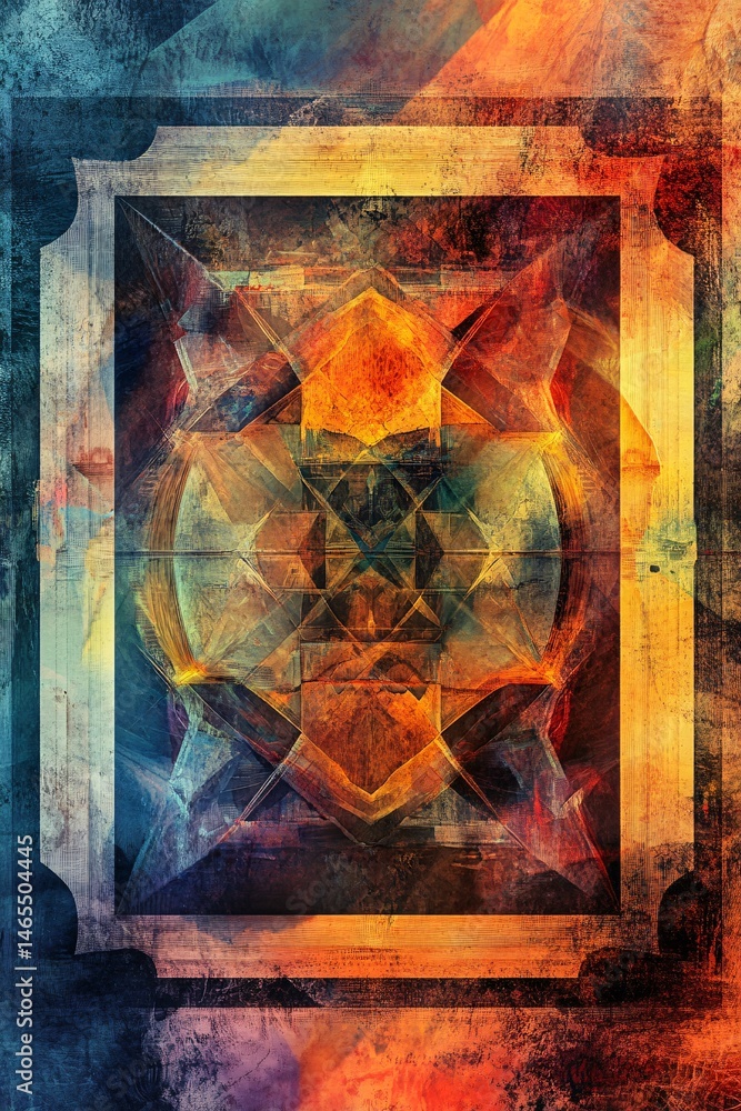 Leinwandbilder Abstract geometric shapes creating colorful and textured background design