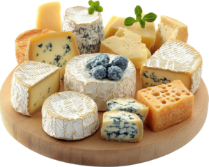 Assorted Cheeses on Wooden Platter