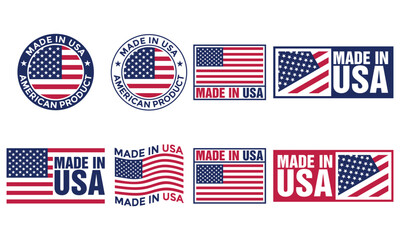 made in the usa labels set, made in the usa logo, usa flag , american product emblem, vector icon template