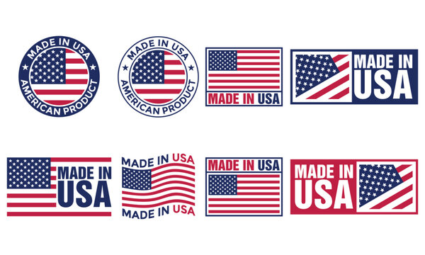 made in the usa labels set, made in the usa logo, usa flag , american product emblem, vector icon template