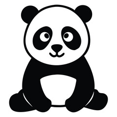 Fototapeta premium Stylized panda illustration sits attentively, showcasing playful cartoonish features and inviting, big eyes