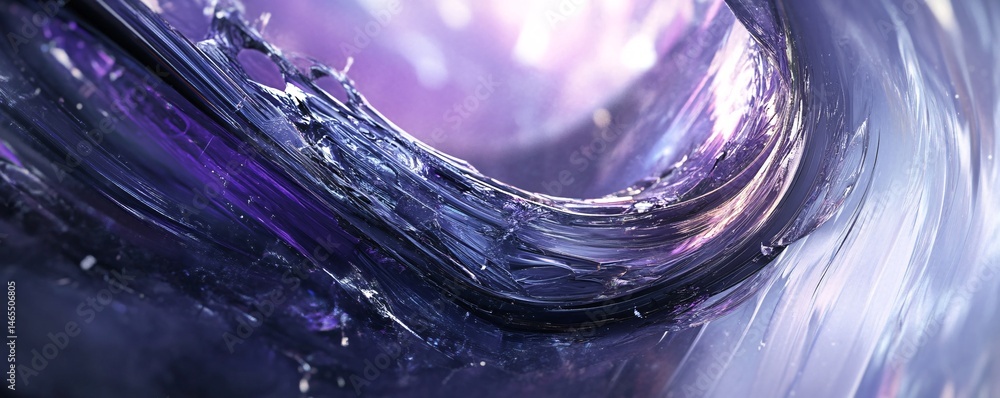 Poster thick purple paint stroke creating dynamic wave on canvas