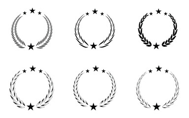 laurel wreath, silhouette, vintage, branch, heraldic, olive, crest, collection