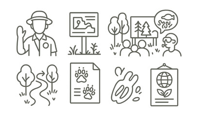 Fototapeta premium Series of food and restaurant icons, including a chef, a table, a chair, a pot