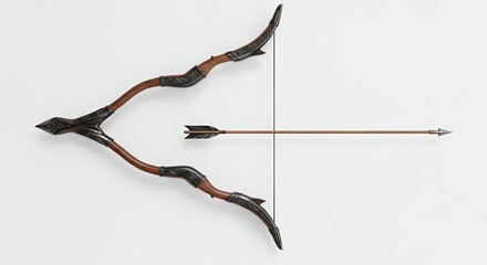 Obraz premium Bow and arrow hunting equipment illustration