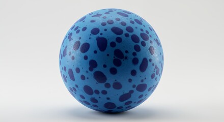 Blue sphere with dark blue spots on white background