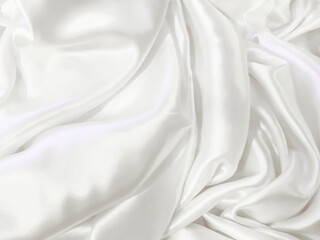 White satin fabric texture, blurred background pattern concept, silk fabric laid out in stripes, shiny fabric reflects light smoothly and luxuriously.