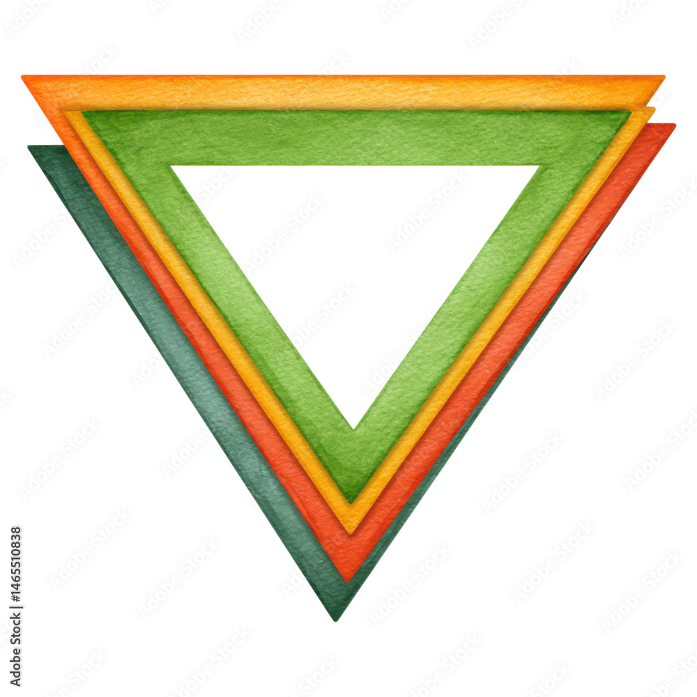 Poster colorful triangular shapes in layered design with soft texture, isolated on transparent background.