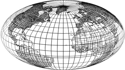 Globe map outline simple black silhouette vector isolated on white background  -  