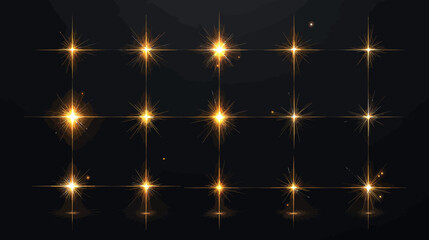 Glowing light effect stars set simple vector on white background  -  