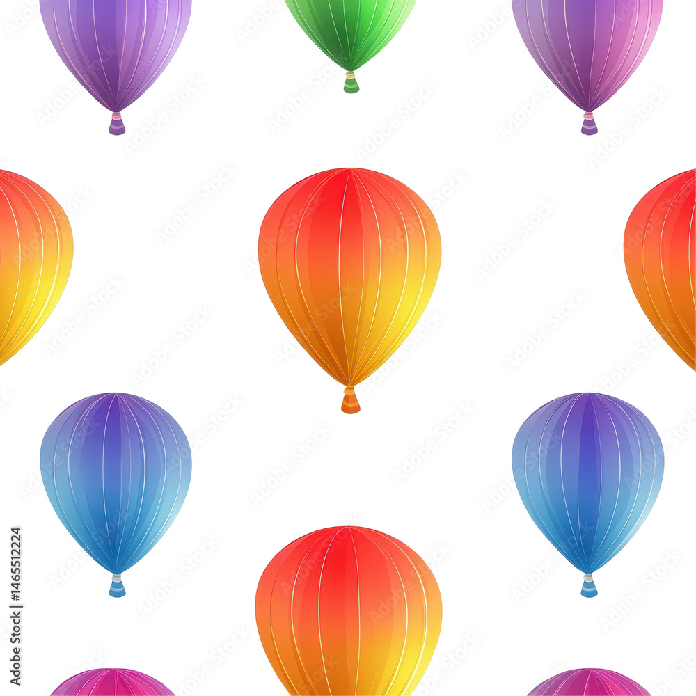 Poster rainbow gradient balloons: balloons with a seamless rainbow gradient isolated on transparent backgro