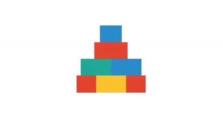 Obraz premium Colorful stacked block illustration geometric pyramid design for education and creative projects