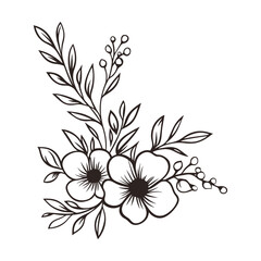 Fototapeta premium Elegant Line Art Floral Bouquet Design Wedding Invitation Stationery