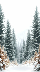 Obraz premium Snowy forest path, winter wonderland
