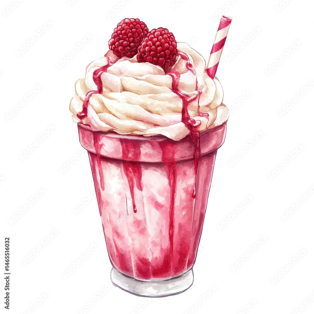 Poster raspberry ripple shake isolated on transparent background .