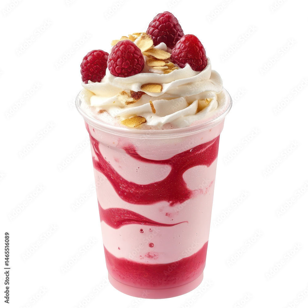 Poster raspberry ripple shake isolated on transparent background .