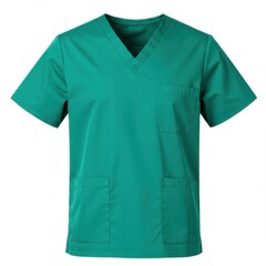 Green medical scrub shirt isolated on white background