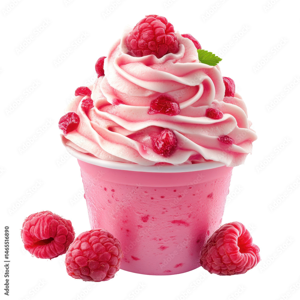 Poster raspberry ripple shake isolated on transparent background .