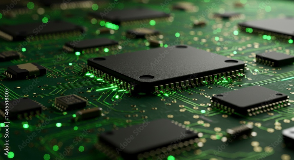 Poster close-up of intricate circuit board with components