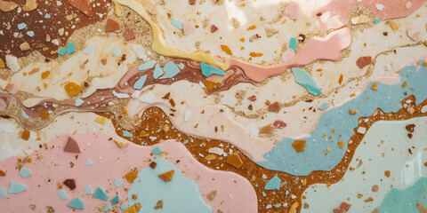 Abstract Terrazzo Texture Pastel Hues and Natural Stone