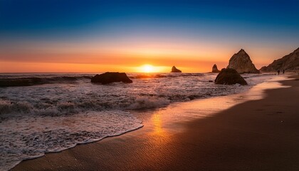 Obraz premium beautiful beach sunset in california