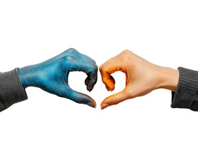 Creative hands forming heart shape isolated on transparent background