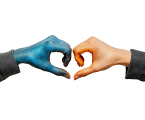 Creative hands forming heart shape isolated on transparent background