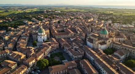 Fototapeta premium High-angle view of a historic Italian town