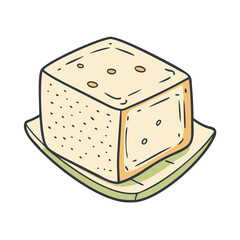 Isolated block of tofu on a plate, healthy vegan protein source, asian cuisine ingredient, food art