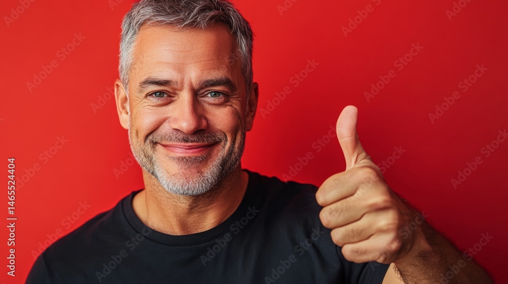 Aufkleber man with a thumbs up gesture is smiling at the camera. the image conveys a positive and happy mood, 